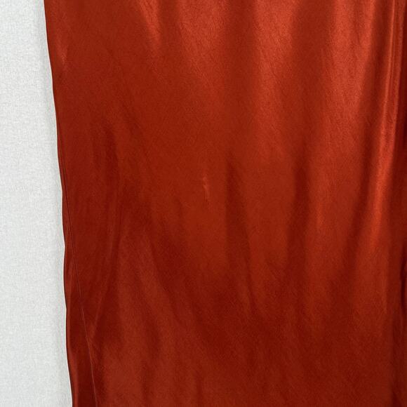 ENZA COSTA Satin Bias Slip Skirt Women XS Umber Rust Maxi Side Slit Pull On NEW - Picture 14 of 16